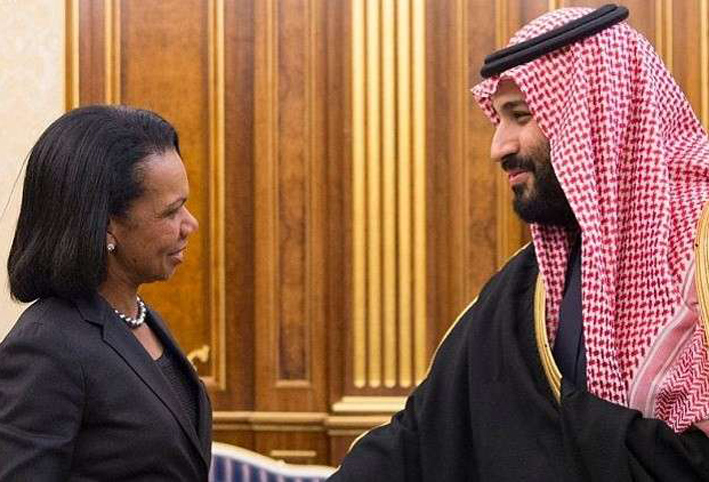 محمد بن سلمان يلتقي كونداليزا رايس في الرياض