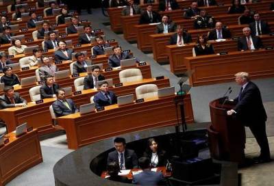 ترامب يقرع طبول الحرب ضد كوريا الشمالية من داخل البرلمان الكوري الجنوبي